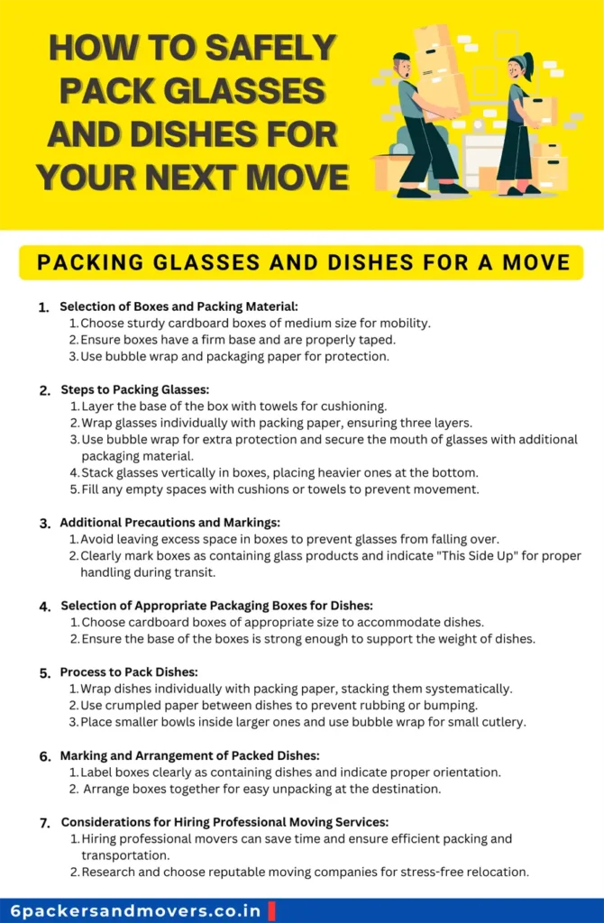 packing glasses and dishes for a move infographic