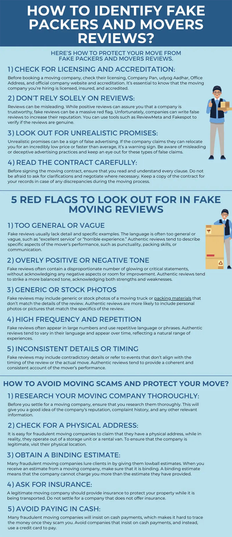 Identify Fake Packers and Movers Reviews infographic