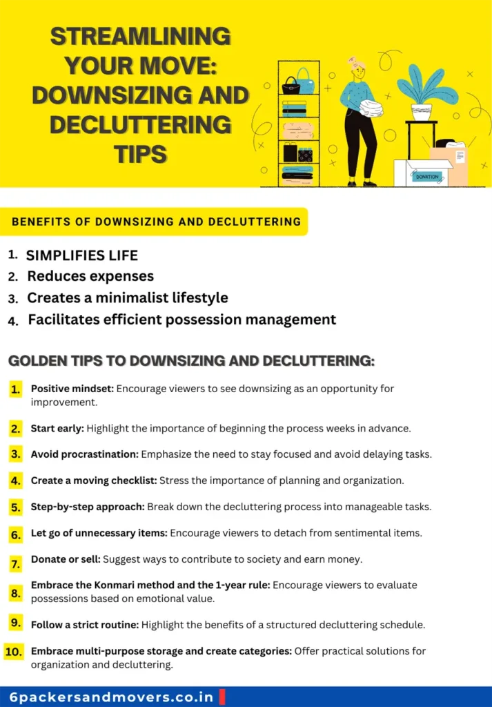 Downsizing and Decluttering Tips infographic