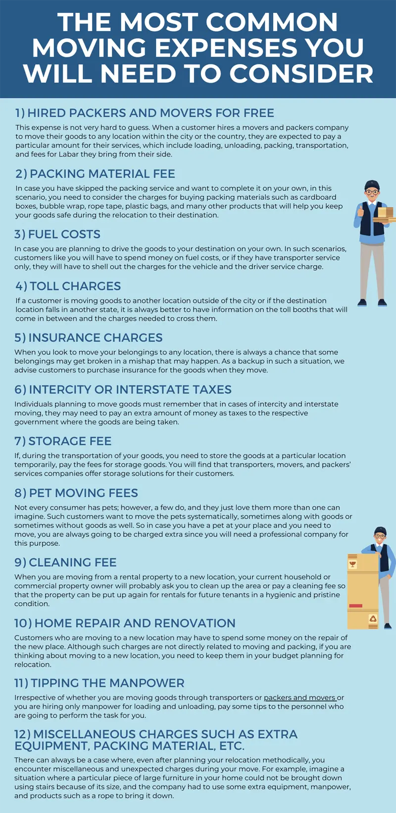Common Moving Expenses infographic