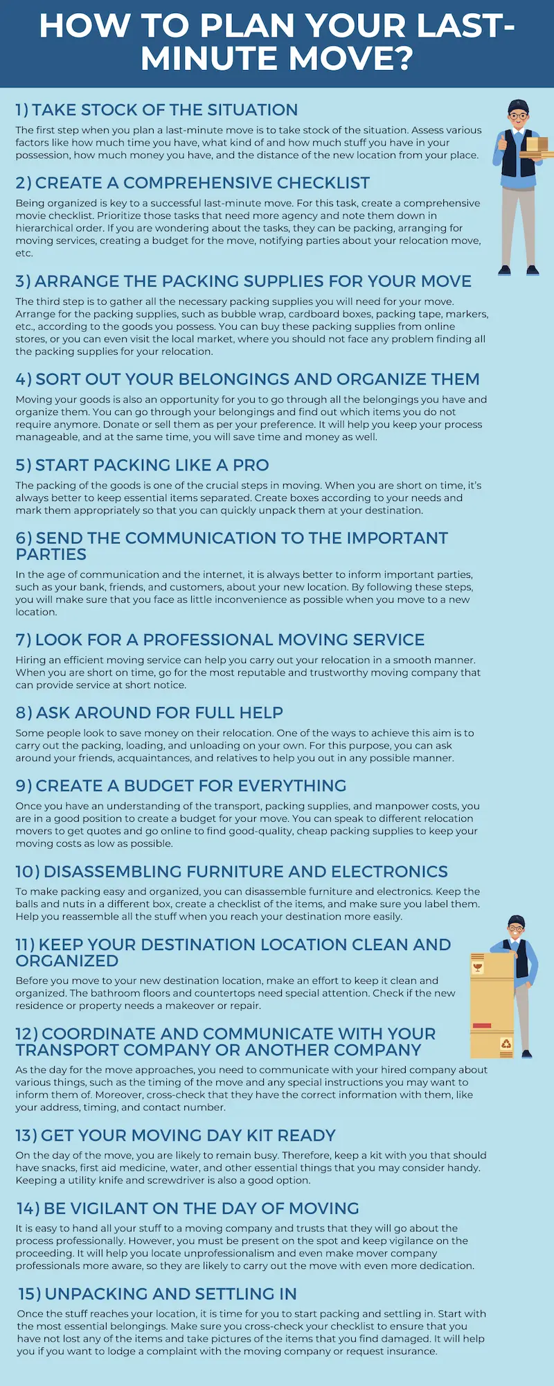 Understand How To Plan Your Last-Minute Move Infographic